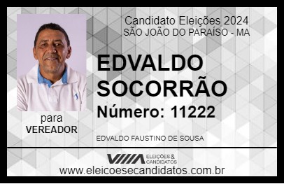 Candidato EDVALDO SOCORRÃO 2024 - SÃO JOÃO DO PARAÍSO - Eleições