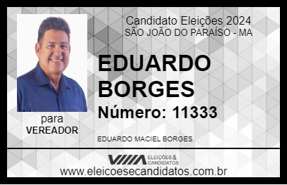 Candidato EDUARDO BORGES 2024 - SÃO JOÃO DO PARAÍSO - Eleições