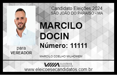 Candidato MARCILO DOCIN 2024 - SÃO JOÃO DO PARAÍSO - Eleições