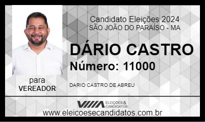 Candidato DÁRIO CASTRO 2024 - SÃO JOÃO DO PARAÍSO - Eleições