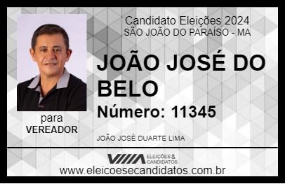 Candidato JOÃO JOSÉ DO BELO 2024 - SÃO JOÃO DO PARAÍSO - Eleições