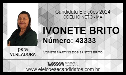 Candidato IVONETE BRITO 2024 - COELHO NETO - Eleições