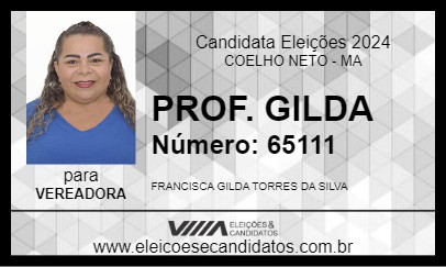 Candidato PROF. GILDA 2024 - COELHO NETO - Eleições