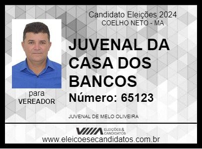 Candidato JUVENAL DA CASA DOS BANCOS 2024 - COELHO NETO - Eleições