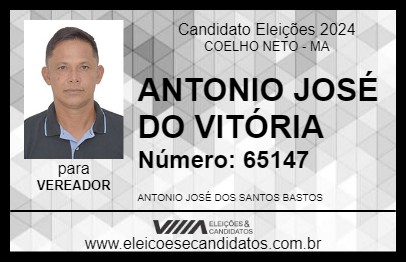 Candidato ANTONIO JOSÉ DO VITÓRIA 2024 - COELHO NETO - Eleições