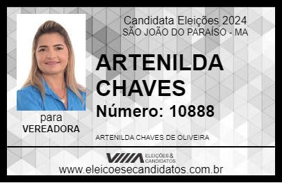 Candidato ARTENILDA CHAVES 2024 - SÃO JOÃO DO PARAÍSO - Eleições