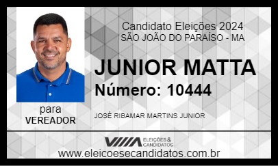 Candidato JUNIOR MATTA 2024 - SÃO JOÃO DO PARAÍSO - Eleições