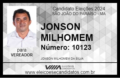 Candidato JONSON MILHOMEM 2024 - SÃO JOÃO DO PARAÍSO - Eleições