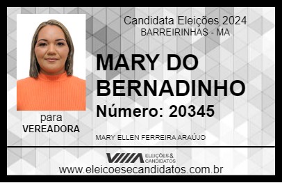 Candidato MARY DO BERNADINHO 2024 - BARREIRINHAS - Eleições