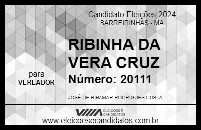 Candidato RIBINHA DA VERA CRUZ 2024 - BARREIRINHAS - Eleições