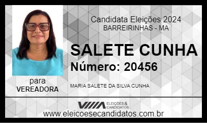 Candidato SALETE CUNHA 2024 - BARREIRINHAS - Eleições