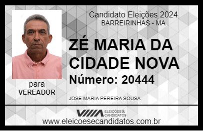 Candidato ZÉ MARIA DA CIDADE NOVA 2024 - BARREIRINHAS - Eleições