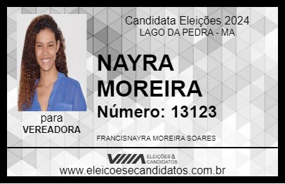 Candidato NAYRA MOREIRA 2024 - LAGO DA PEDRA - Eleições