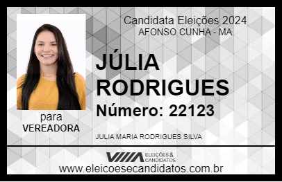 Candidato JÚLIA RODRIGUES 2024 - AFONSO CUNHA - Eleições