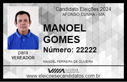 Candidato MANOEL GOMES 2024 - AFONSO CUNHA - Eleições