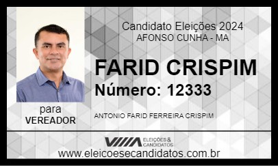 Candidato FARID CRISPIM 2024 - AFONSO CUNHA - Eleições