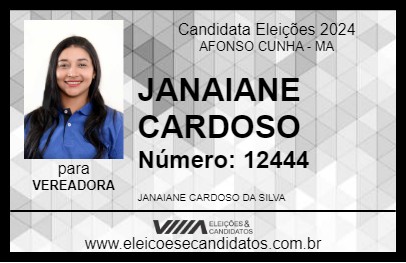 Candidato JANAIANE CARDOSO 2024 - AFONSO CUNHA - Eleições