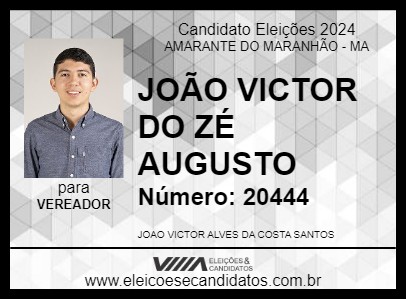 Candidato JOÃO VICTOR DO ZÉ AUGUSTO 2024 - AMARANTE DO MARANHÃO - Eleições