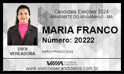 Candidato MARIA FRANCO 2024 - AMARANTE DO MARANHÃO - Eleições