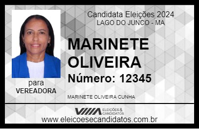 Candidato MARINETE OLIVEIRA 2024 - LAGO DO JUNCO - Eleições