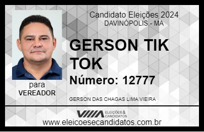 Candidato GERSON TIK TOK 2024 - DAVINÓPOLIS - Eleições