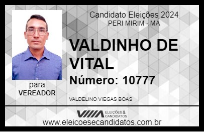 Candidato VALDINHO DE VITAL 2024 - PERI MIRIM - Eleições