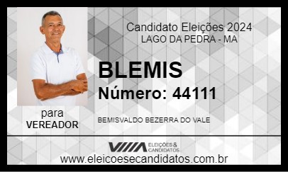 Candidato BLEMIS 2024 - LAGO DA PEDRA - Eleições