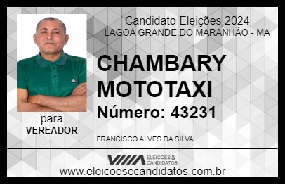 Candidato CHAMBARY MOTOTAXI 2024 - LAGOA GRANDE DO MARANHÃO - Eleições