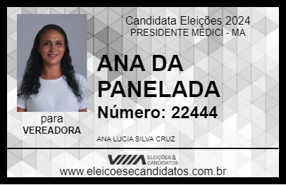 Candidato ANA DA PANELADA 2024 - PRESIDENTE MÉDICI - Eleições