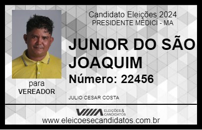 Candidato JUNIOR DO SÃO JOAQUIM 2024 - PRESIDENTE MÉDICI - Eleições