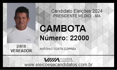 Candidato CAMBOTA 2024 - PRESIDENTE MÉDICI - Eleições