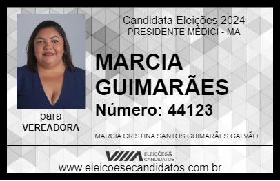 Candidato MARCIA GUIMARÃES 2024 - PRESIDENTE MÉDICI - Eleições