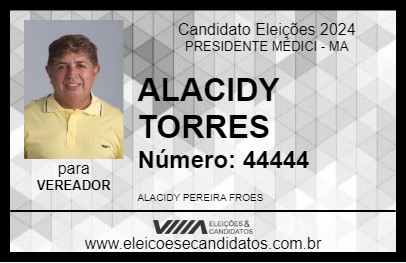 Candidato ALACIDY TORRES 2024 - PRESIDENTE MÉDICI - Eleições