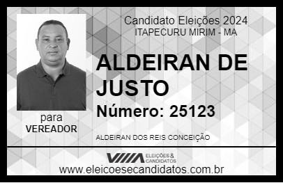 Candidato ALDEIRAN DE JUSTO 2024 - ITAPECURU MIRIM - Eleições