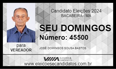 Candidato SEU DOMINGOS 2024 - BACABEIRA - Eleições