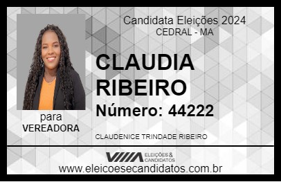 Candidato CLAUDIA RIBEIRO 2024 - CEDRAL - Eleições