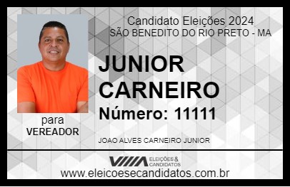 Candidato JUNIOR CARNEIRO  2024 - SÃO BENEDITO DO RIO PRETO - Eleições