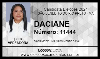 Candidato DACIANE  2024 - SÃO BENEDITO DO RIO PRETO - Eleições