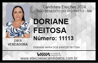 Candidato DORIANE FEITOSA 2024 - SÃO BENEDITO DO RIO PRETO - Eleições