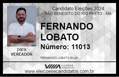 Candidato FERNANDO LOBATO  2024 - SÃO BENEDITO DO RIO PRETO - Eleições