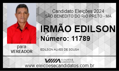 Candidato IRMÃO EDILSON  2024 - SÃO BENEDITO DO RIO PRETO - Eleições