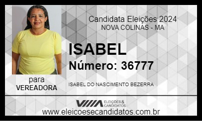 Candidato ISABEL 2024 - NOVA COLINAS - Eleições