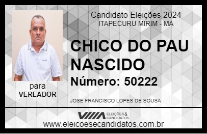 Candidato CHICO DO PAU NASCIDO 2024 - ITAPECURU MIRIM - Eleições