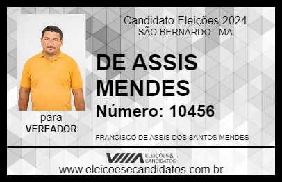 Candidato DE ASSIS MENDES 2024 - SÃO BERNARDO - Eleições