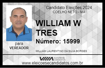 Candidato WILLIAM W TRES 2024 - COELHO NETO - Eleições