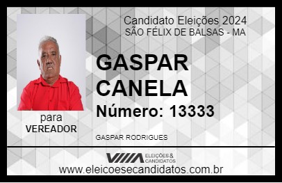 Candidato GASPAR CANELA 2024 - SÃO FÉLIX DE BALSAS - Eleições