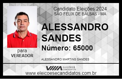 Candidato ALESSANDRO SANDES 2024 - SÃO FÉLIX DE BALSAS - Eleições