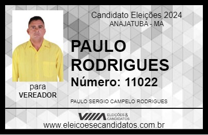 Candidato PAULO RODRIGUES 2024 - ANAJATUBA - Eleições