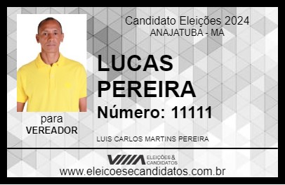 Candidato LUCAS PEREIRA 2024 - ANAJATUBA - Eleições