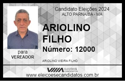 Candidato ARIOLINO FILHO 2024 - ALTO PARNAÍBA - Eleições